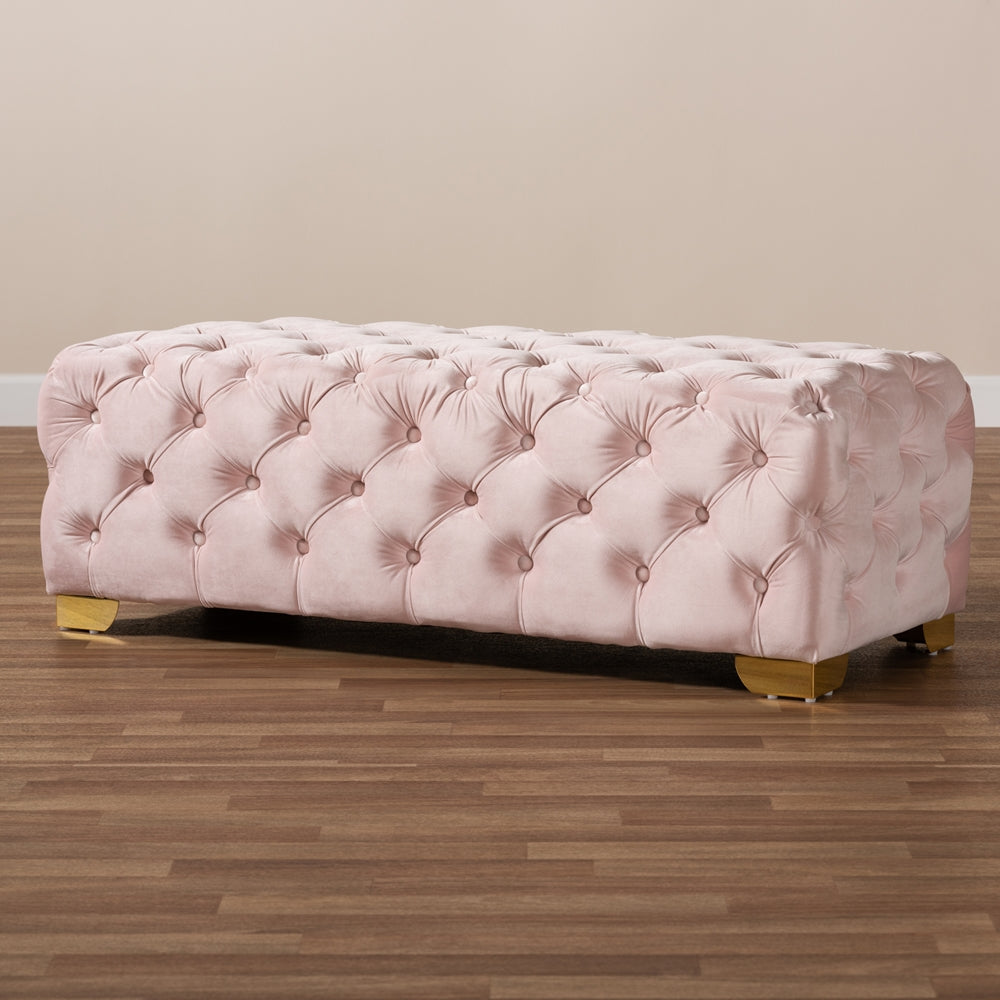 Baxton Studio - Avara Ottoman in Light Pink/Gold - TSFOT028-Light Pink/Gold-Otto view 6