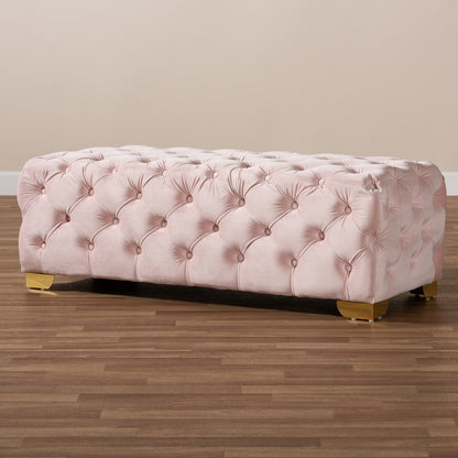 Baxton Studio - Avara Ottoman in Light Pink/Gold - TSFOT028-Light Pink/Gold-Otto view 6