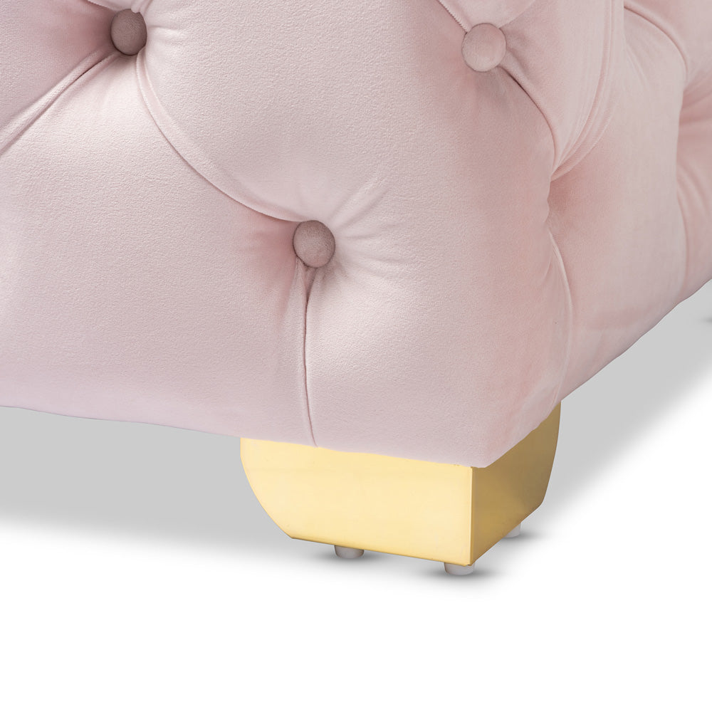Baxton Studio - Avara Ottoman in Light Pink/Gold - TSFOT029-Light Pink/Gold-Otto view 4