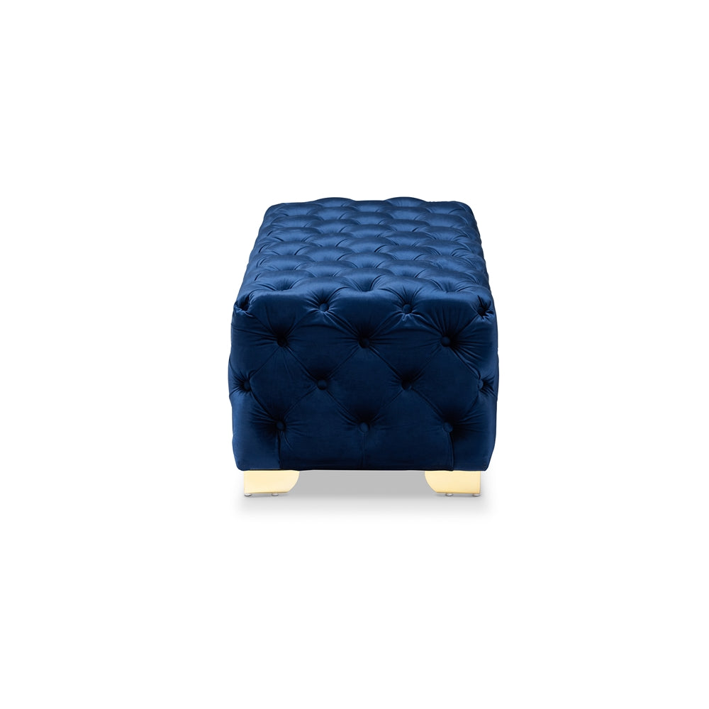 Baxton Studio - Avara Ottoman in Royal Blue/Gold - TSFOT028-Dark Royal Blue/Gold-Otto view 3