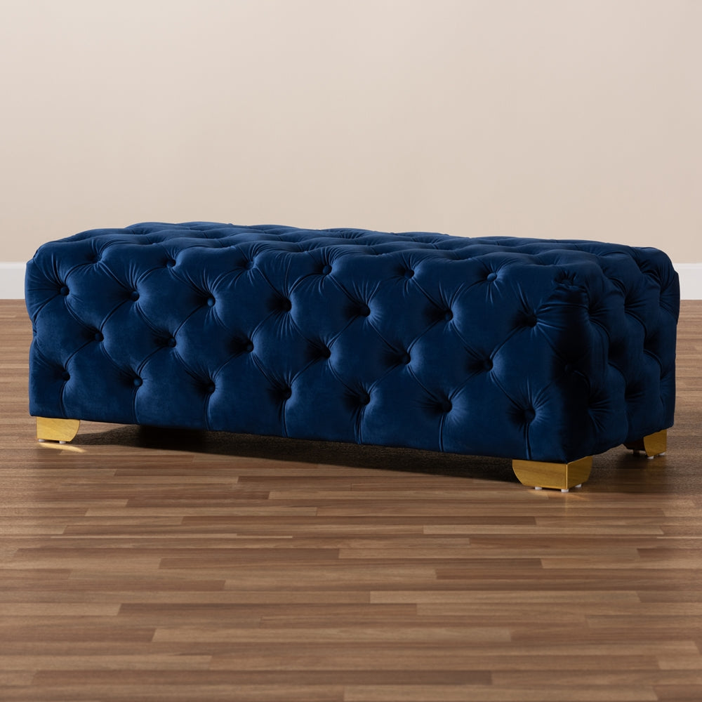 Baxton Studio - Avara Ottoman in Royal Blue/Gold - TSFOT028-Dark Royal Blue/Gold-Otto view 6
