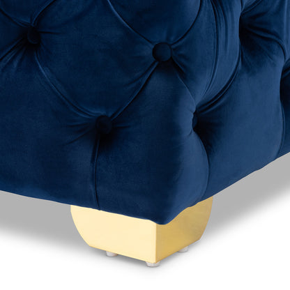 Baxton Studio - Avara Ottoman in Royal Blue/Gold - TSFOT029-Dark Royal Blue/Gold-Otto view 4