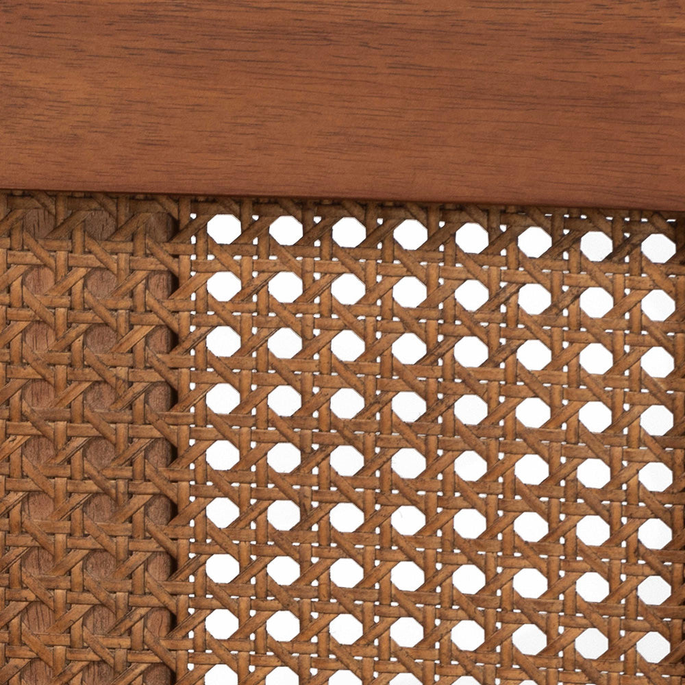 Baxton Studio - Aveena Queen Size Bed in Walnut Brown - MG0004-3-Ash Walnut/Rattan-Queen view 6
