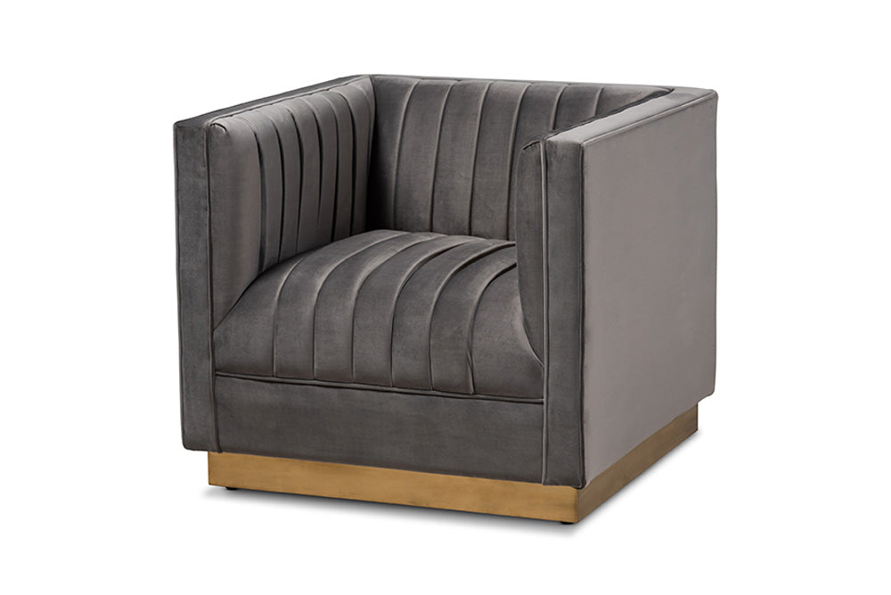 Baxton Studio - Aveline Chair - TSF-BAX66111-Grey/Gold-CC view 1