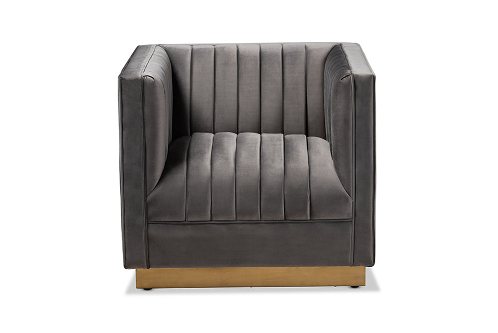 Baxton Studio - Aveline Chair - TSF-BAX66111-Grey/Gold-CC view 2
