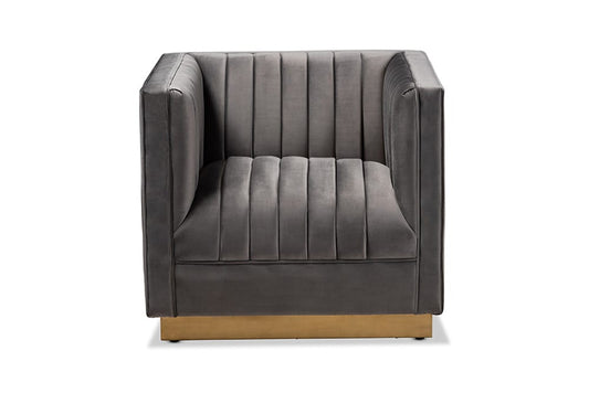 Baxton Studio - Aveline Chair - TSF-BAX66111-Grey/Gold-CC view 2