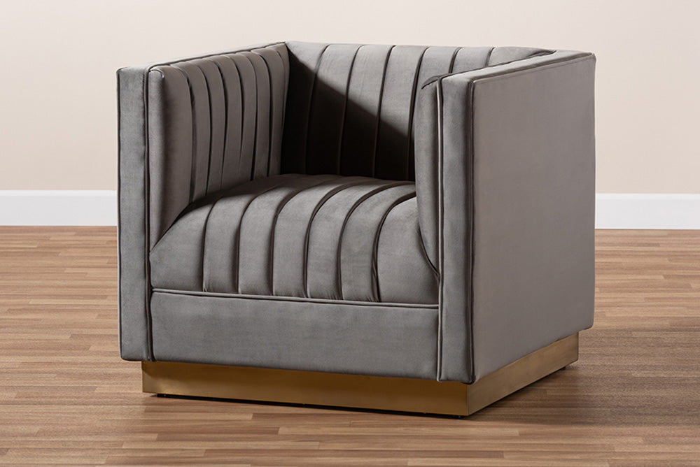 Baxton Studio - Aveline Chair - TSF-BAX66111-Grey/Gold-CC view 5