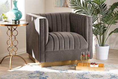 Baxton Studio - Aveline Chair - TSF-BAX66111-Grey/Gold-CC view 8