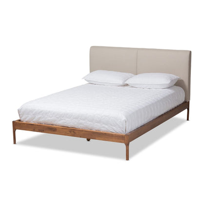 Baxton Studio - Aveneil Full Size Bed in Beige/Walnut Brown - BBT6723-Light Beige-Full view 1