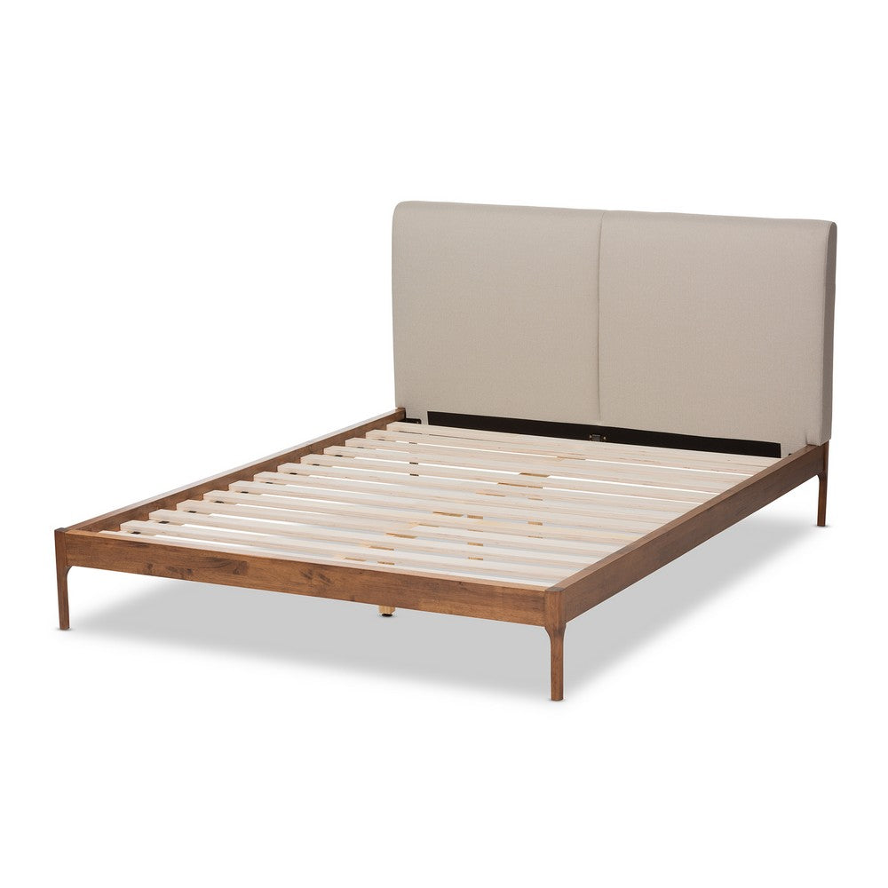Baxton Studio - Aveneil Queen Size Bed in Beige/Walnut Brown - BBT6723-Light Beige-Queen view 3