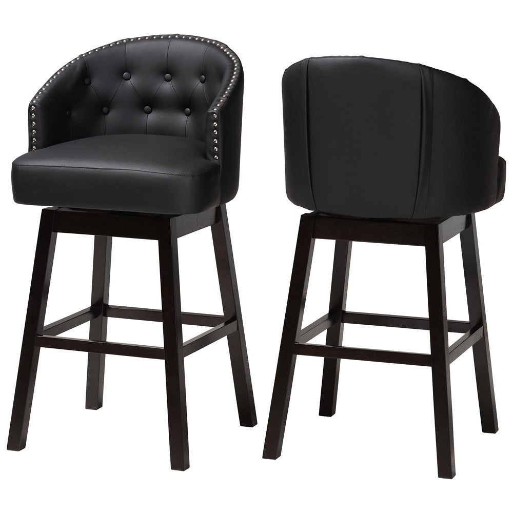 Baxton Studio - Avril Set of 2 Bar Stools in Black - BBT5210A1-BS-Black view 1