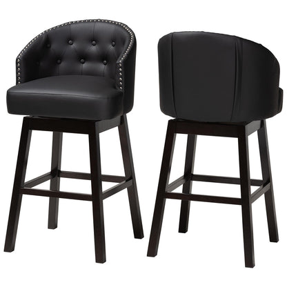 Baxton Studio - Avril Set of 2 Bar Stools in Black - BBT5210A1-BS-Black view 1