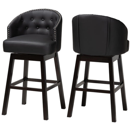 Baxton Studio - Avril Set of 2 Bar Stools in Black - BBT5210A1-BS-Black view 1