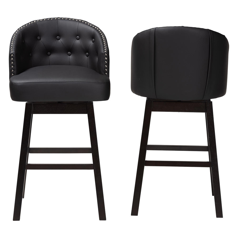 Baxton Studio - Avril Set of 2 Bar Stools in Black - BBT5210A1-BS-Black view 2
