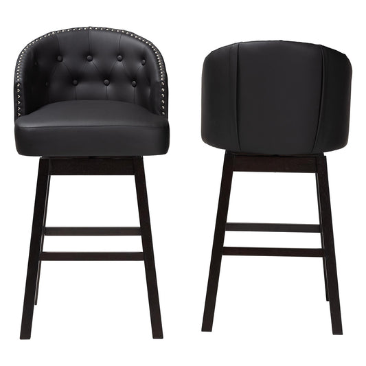 Baxton Studio - Avril Set of 2 Bar Stools in Black - BBT5210A1-BS-Black view 2