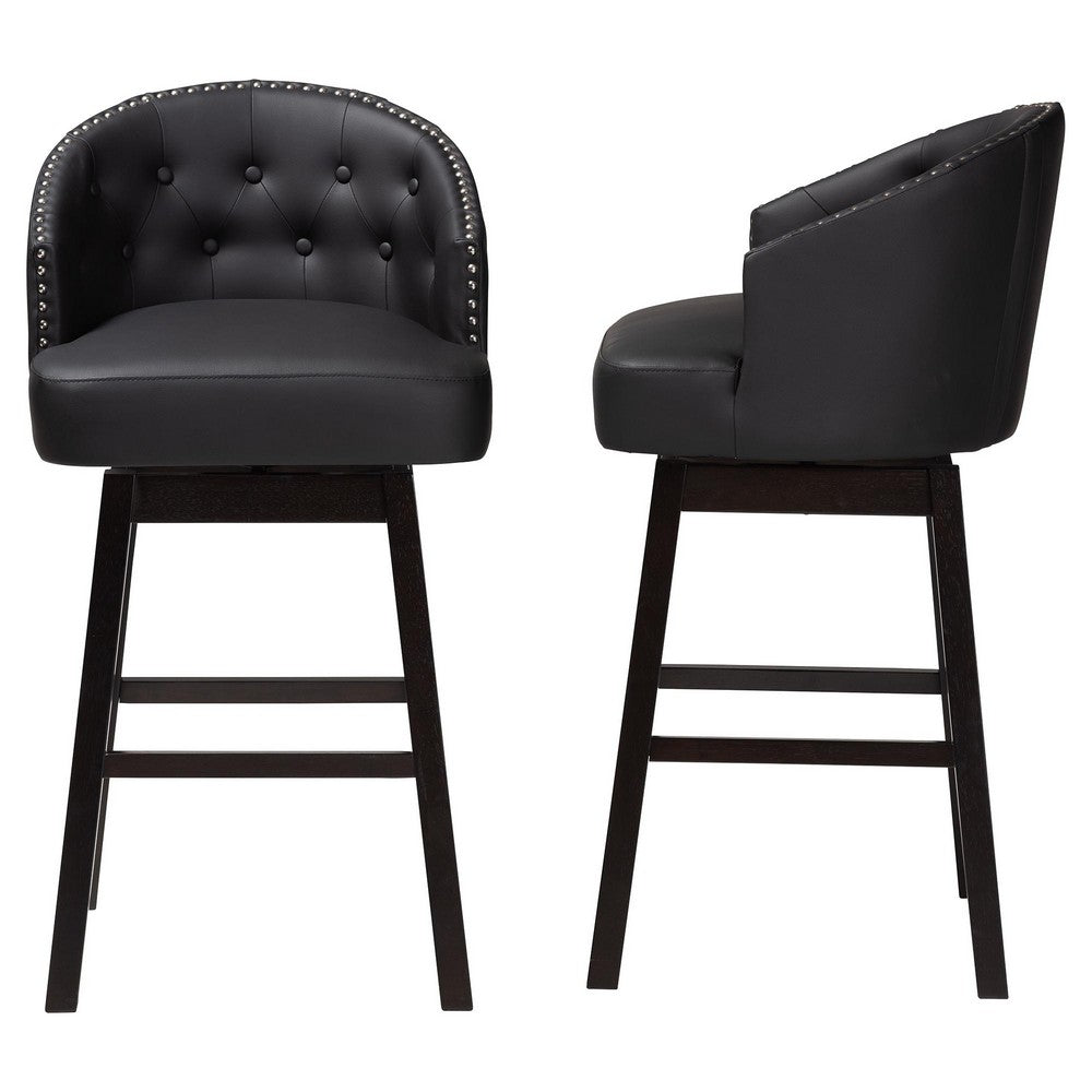 Baxton Studio - Avril Set of 2 Bar Stools in Black - BBT5210A1-BS-Black view 3