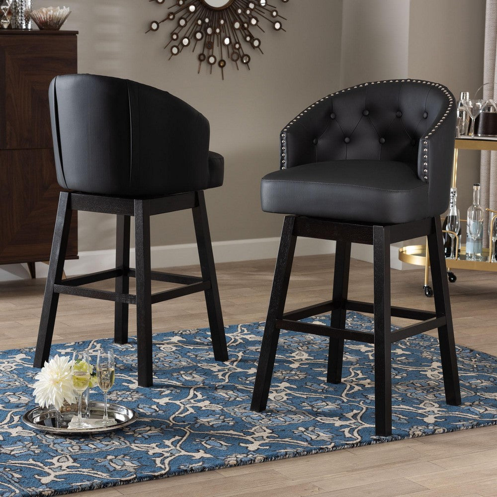 Baxton Studio - Avril Set of 2 Bar Stools in Black - BBT5210A1-BS-Black view 7