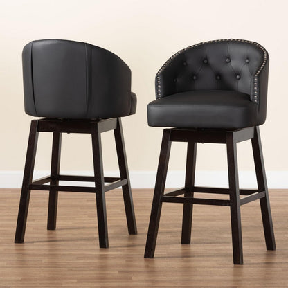 Baxton Studio - Avril Set of 2 Bar Stools in Black - BBT5210A1-BS-Black view 8
