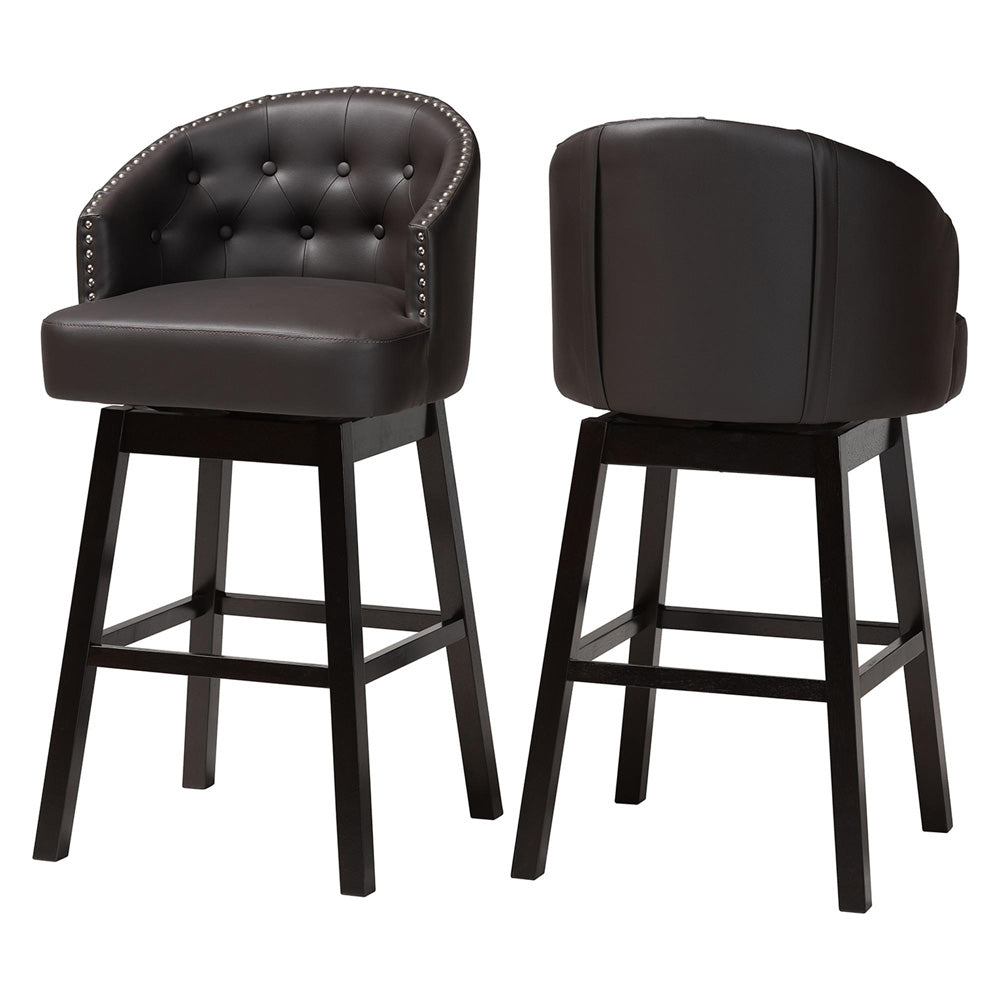 Baxton Studio - Avril Set of 2 Bar Stools in Brown - BBT5210A1-BS-Brown view 1