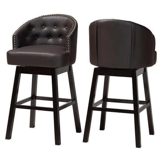 Baxton Studio - Avril Set of 2 Bar Stools in Brown - BBT5210A1-BS-Brown view 1