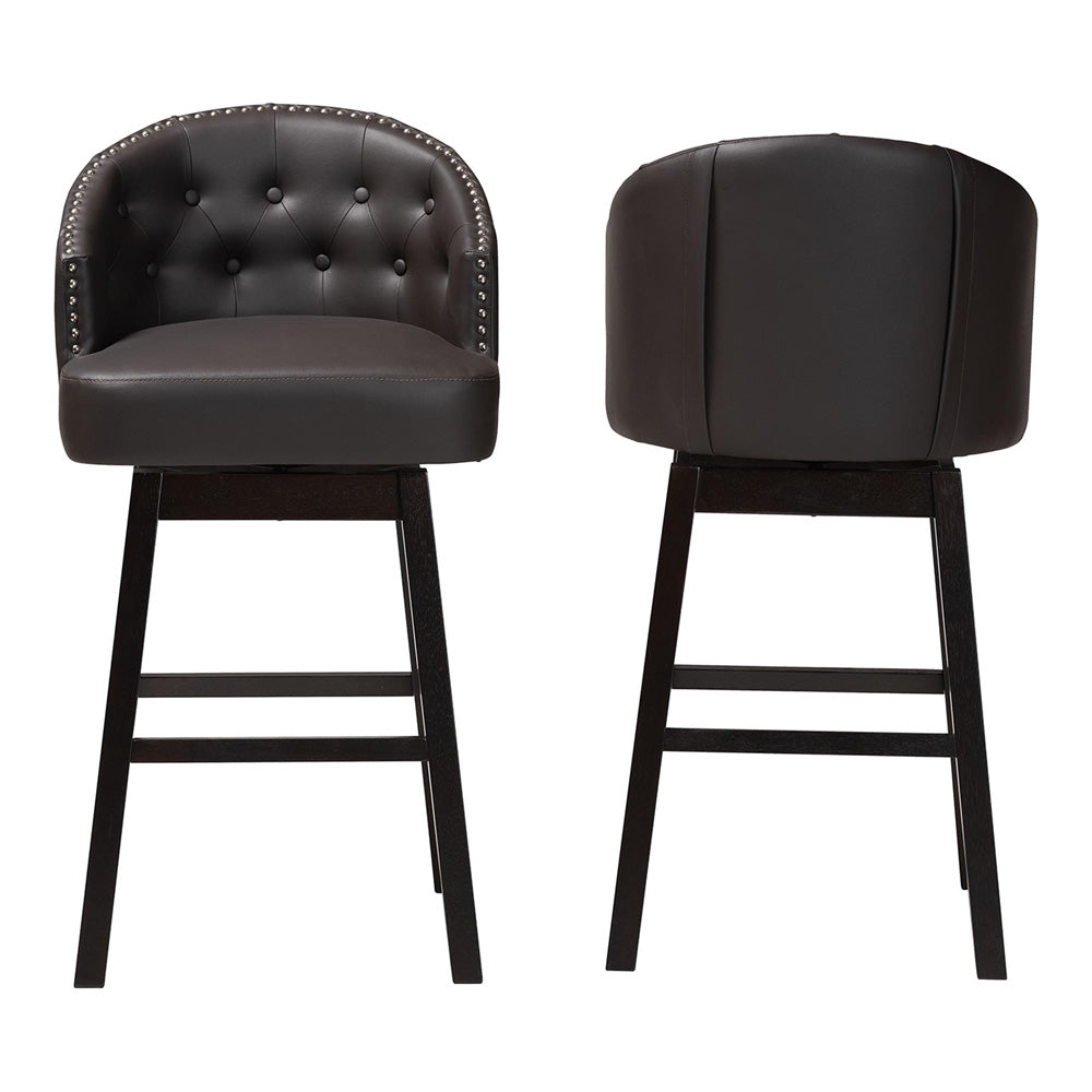Baxton Studio - Avril Set of 2 Bar Stools in Brown - BBT5210A1-BS-Brown view 2