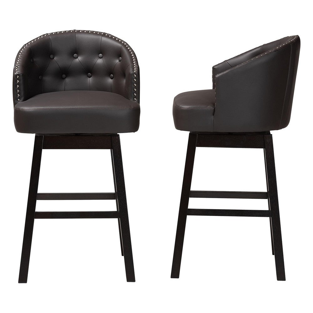 Baxton Studio - Avril Set of 2 Bar Stools in Brown - BBT5210A1-BS-Brown view 3