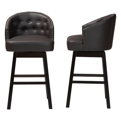 Baxton Studio - Avril Set of 2 Bar Stools in Brown - BBT5210A1-BS-Brown view 3
