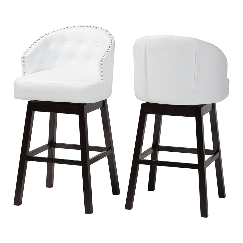 Baxton Studio - Avril Set of 2 Bar Stools in White - BBT5210A1-BS-White view 1