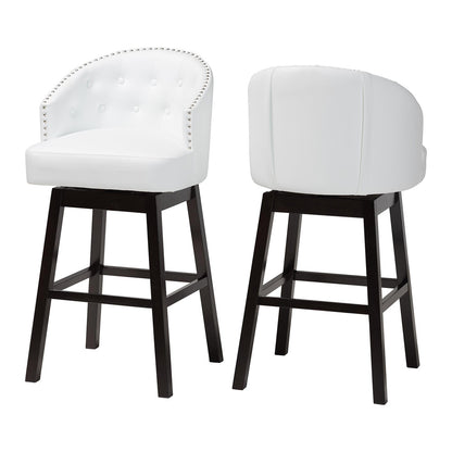 Baxton Studio - Avril Set of 2 Bar Stools in White - BBT5210A1-BS-White view 1