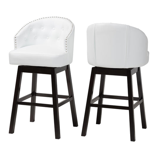 Baxton Studio - Avril Set of 2 Bar Stools in White - BBT5210A1-BS-White view 1