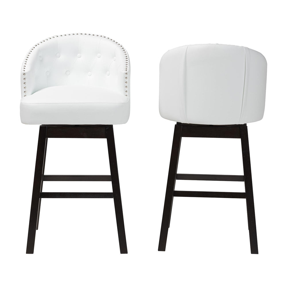 Baxton Studio - Avril Set of 2 Bar Stools in White - BBT5210A1-BS-White view 2
