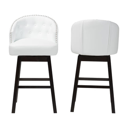 Baxton Studio - Avril Set of 2 Bar Stools in White - BBT5210A1-BS-White view 2