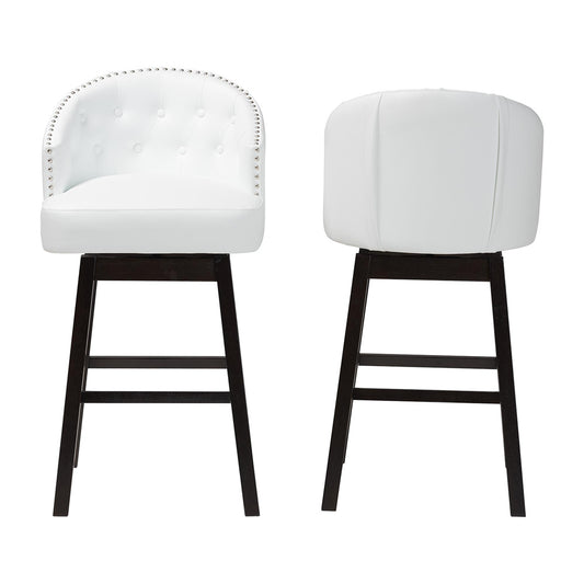 Baxton Studio - Avril Set of 2 Bar Stools in White - BBT5210A1-BS-White view 2