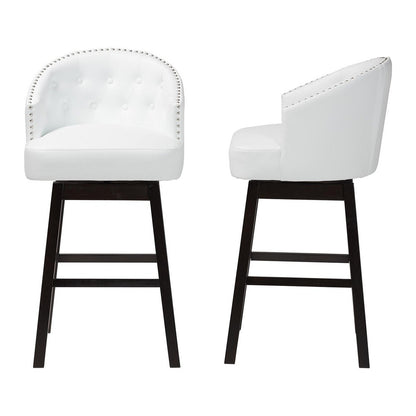 Baxton Studio - Avril Set of 2 Bar Stools in White - BBT5210A1-BS-White view 3