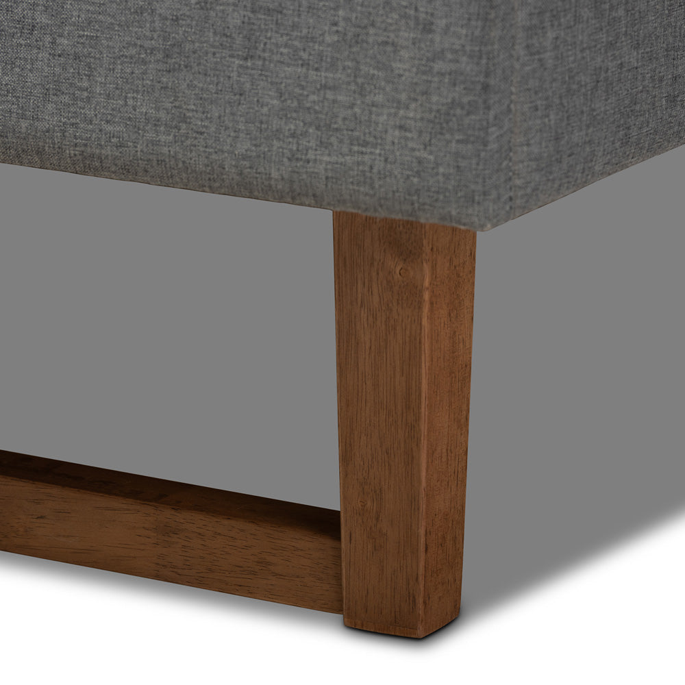 Baxton Studio - Ayla Queen Size Bed in Gray/Walnut - Ayla-Dark Grey/Ash Walnut-Queen view 5