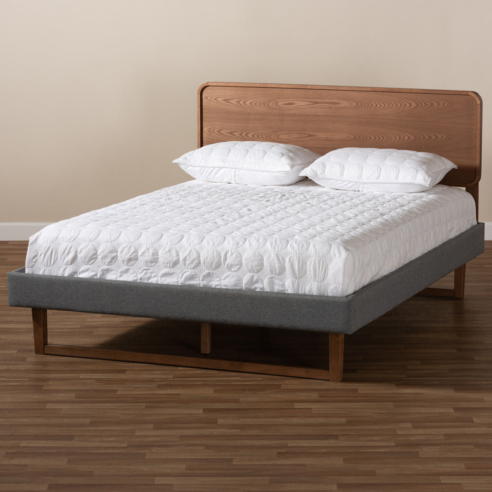 Baxton Studio - Ayla Queen Size Bed in Gray/Walnut - Ayla-Dark Grey/Ash Walnut-Queen view 6