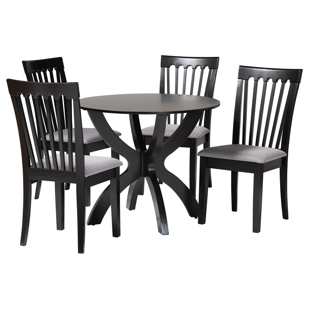 Baxton Studio - Bailey Dining Set in Grey/Dark Brown - Maura-Grey/Dark Brown-5PC Dining Set view 1