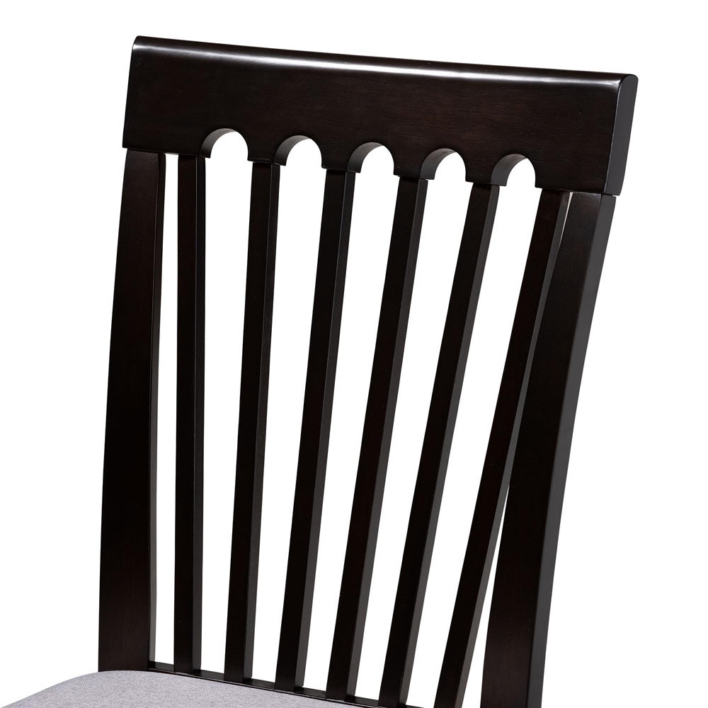 Baxton Studio - Bailey Dining Set in Grey/Dark Brown - Maura-Grey/Dark Brown-5PC Dining Set view 5