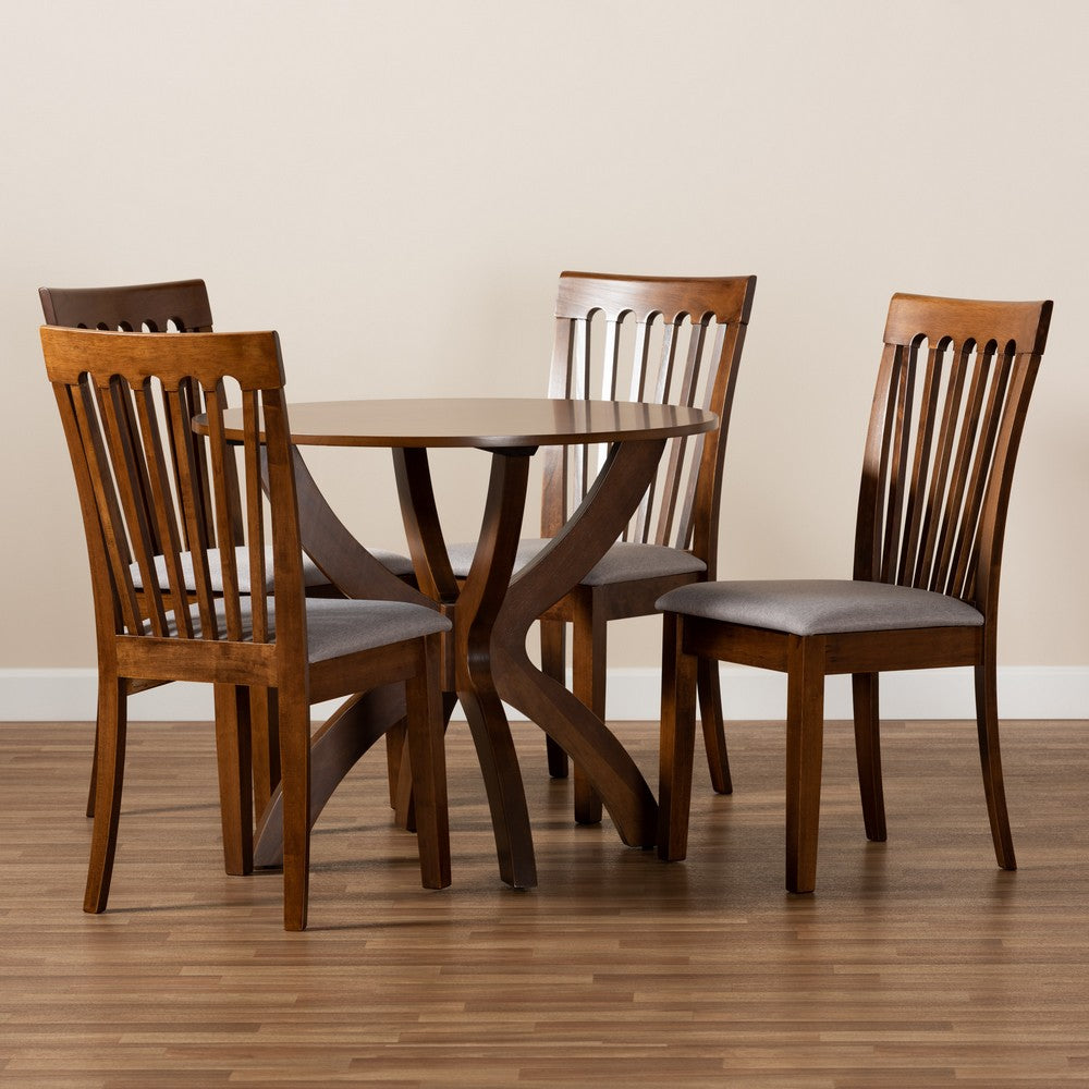 Baxton Studio - Bailey Dining Set in Grey/walnut brown - Bailey-Grey/Walnut-5PC Dining Set view 8