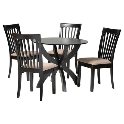 Baxton Studio - Bailey Dining Set in Sand/Dark Brown - Maura-Sand/Dark Brown-5PC Dining Set view 1