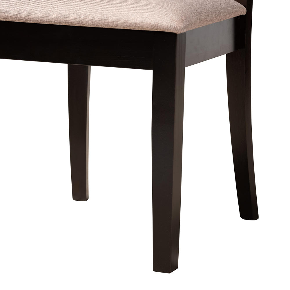 Baxton Studio - Bailey Dining Set in Sand/Dark Brown - Maura-Sand/Dark Brown-5PC Dining Set view 6