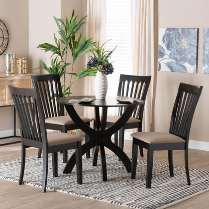 Baxton Studio - Bailey Dining Set in Sand/Dark Brown - Maura-Sand/Dark Brown-5PC Dining Set view 8