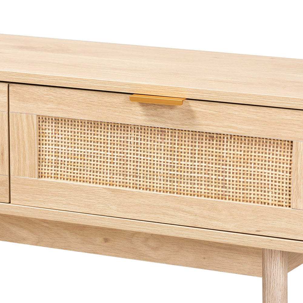 Baxton Studio - Baird Console Table in Oak Brown - SR191632-Rattan-Console view 5