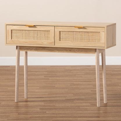Baxton Studio - Baird Console Table in Oak Brown - SR191632-Rattan-Console view 8