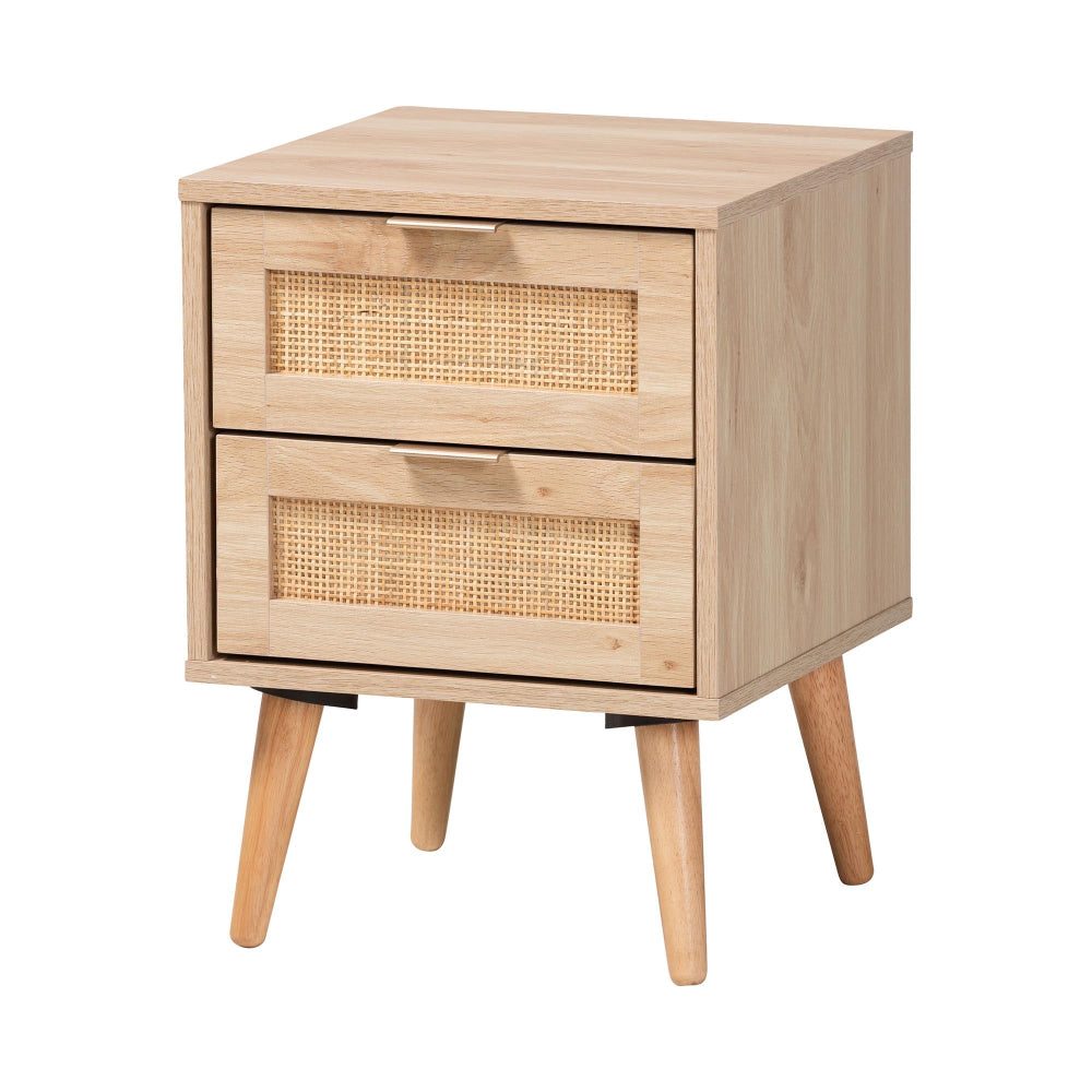 Baxton Studio - Baird End Table in Oak Brown - SR196128-Rattan-ET view 1