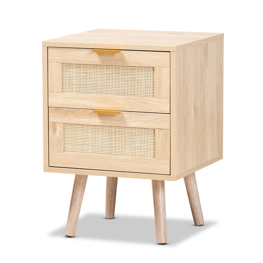 Baxton Studio - Baird End Table in Oak Brown - SR196128-Rattan-ET view 1