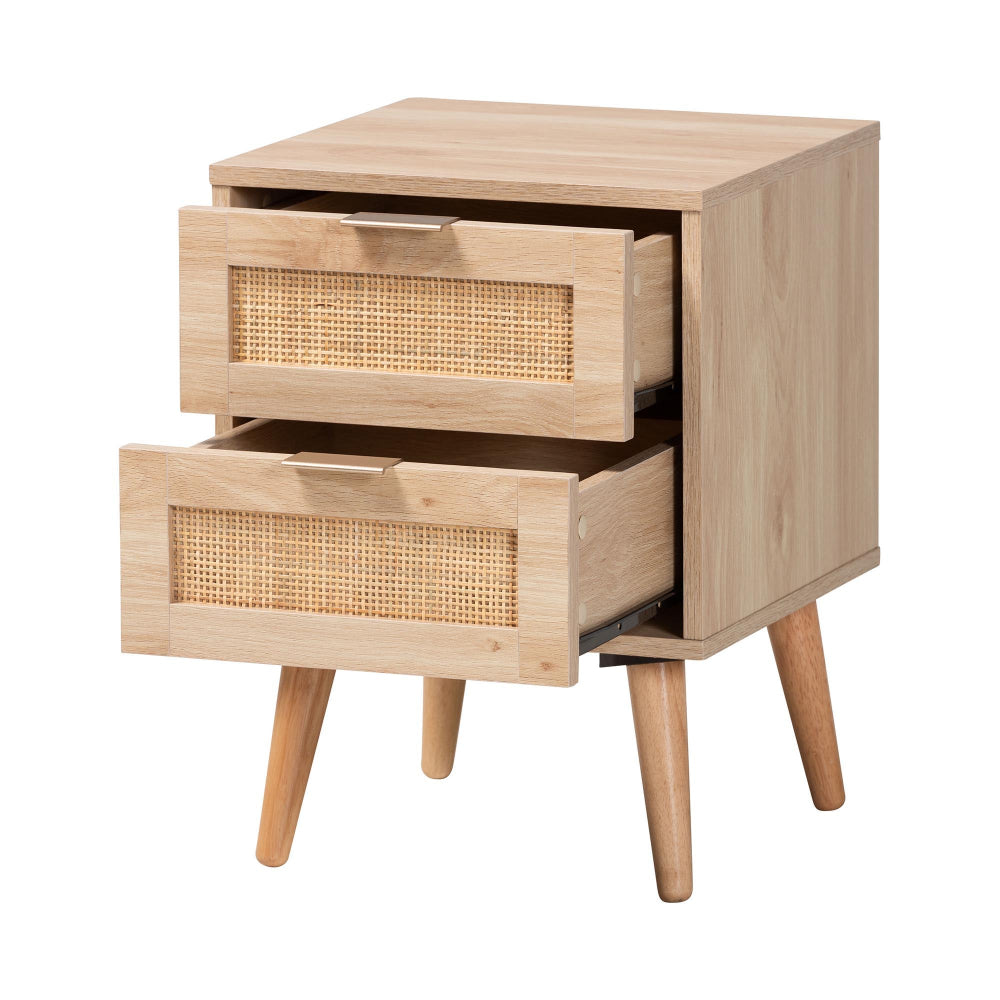 Baxton Studio - Baird End Table in Oak Brown - SR196128-Rattan-ET view 2
