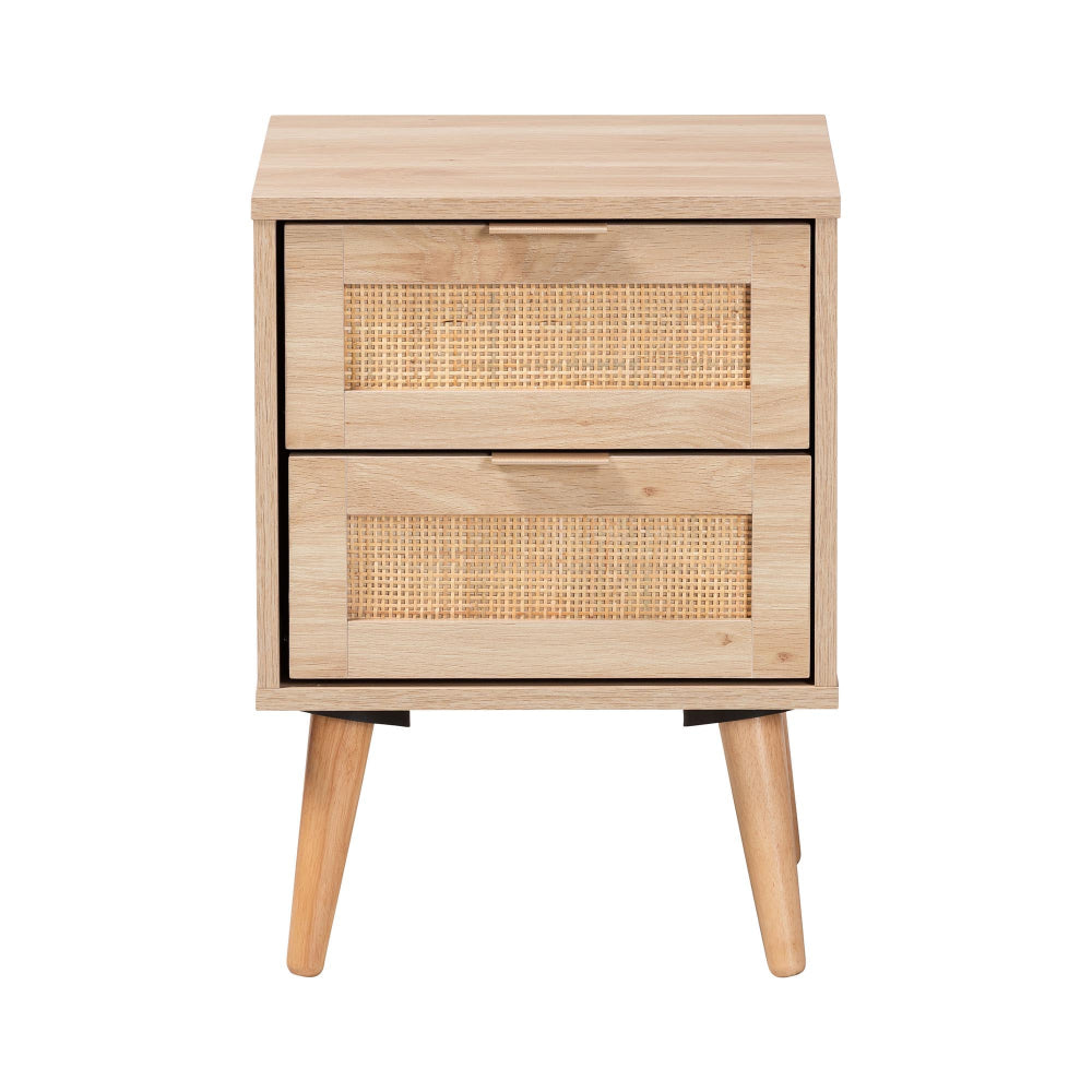 Baxton Studio - Baird End Table in Oak Brown - SR196128-Rattan-ET view 3