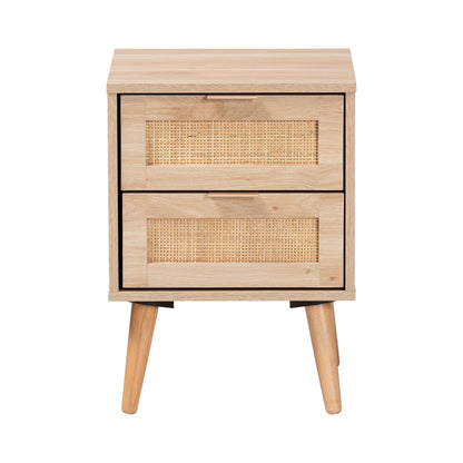 Baxton Studio - Baird End Table in Oak Brown - SR196128-Rattan-ET view 3