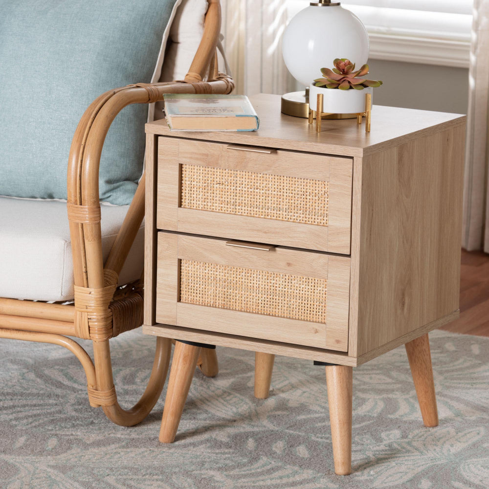 Baxton Studio - Baird End Table in Oak Brown - SR196128-Rattan-ET view 8